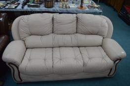 Three Seat Leather Sofa in Ecru