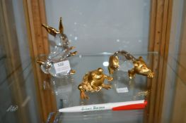 Three Crystal & Gilt Animals