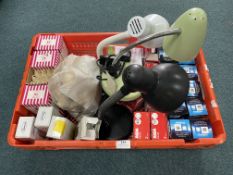 Three Desk Lamps, Light Bulbs, and Candles