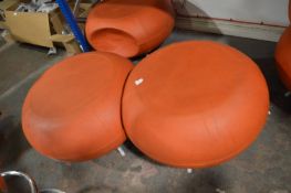 *Pair of Allermuir Pouffes in Orange Coral Leathero