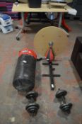 Lonsdale Punchbag, Hanging Speed Ball, and Two Weights