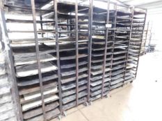 * 5X Wheeled baking racks with flat open trays