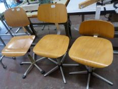 *Three Lightwood Effect Chairs on Metal Bases