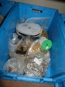 *Storage Crate of Buckles, Fasteners, Tapes, etc.