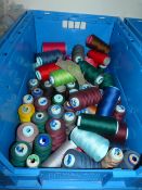 *Crate Containing Assorted Spools of Thread