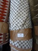 13m Roll of Cream/Beige Velvet Chenille Squares Upholstery Fabric