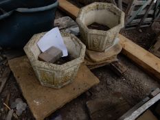 *Two Octagonal Garden Plat Pots and Four Stones
