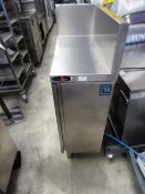 * S/S infil table with slash back to rear and right - with under cupboard. 300w x 600d x 1100h