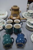 Six Denby Mugs, Casserole, etc.