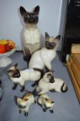 Four Beswick Siamese Cats plus Two Others (AF)