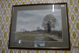 Agricultural Watercolour Landscape by C.M. Evans