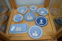Wedgwood Blue & White Jasperware Pin Dishes etc.