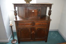 1930's Carved Oak Court Cupboard