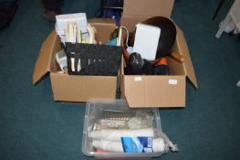 Two Large Boxes of Kitchenware; Woks, Toaster, Coo