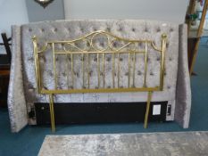 6ft Wide Silver Plush Bead Head plus 5ft Wide Brass Effect Bed Head