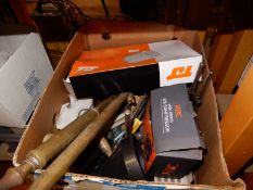 Box of Antique Brass Sprayers, Various Filters, Fu