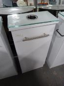 *High Gloss White Stylists Storage Cabinet with Hairdryer Holster