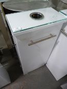 *High Gloss White Stylists Storage Cabinet with Hairdryer Holster