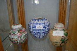 Chinese Ginger Jars, etc.