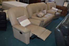Three Piece Suite in Mushroom; Three Seat Sofa, Ar