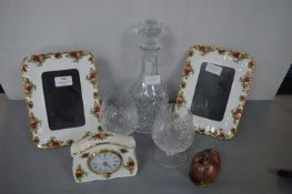 Royal Albert Country Roses Photo Frames, Clocks, a