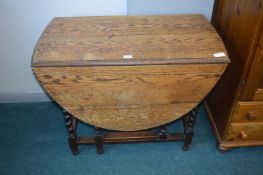 Barley Twist Oak Drop Leaf Oval Dining Table