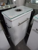 *High Gloss White Stylists Storage Cabinet with Hairdryer Holster