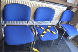 *Three Blue Stackable Office Chairs