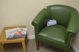 *Green Leather Bucket Chair and an Occasional Table