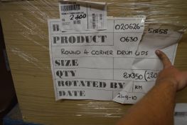 *Pallet Containing Five Boxes of 2800 Four Corner Round Lids