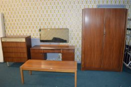 Retro Bedroom Suite; Double Wardrobe, Dressing Tab