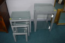 Nest of Three Metal Framed Tables plus a Side Tabl