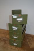 Four Vintage Metal Filing Drawers