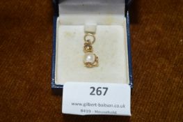 9k Gold Cat Charm with Pearl