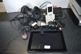Dell Tablet plus Assorted Headphones, Microphones,