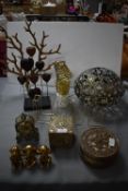 Gold Coloured Lamps and Shades, Clock, Decorative