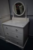 Victorian Pine White Painted Dresser with Mirror