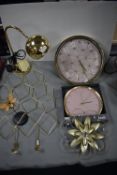 Decorative Gold Coloured Items; Lamp, Clocks, etc.