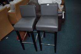Pair of Grey Leatherette Barstools