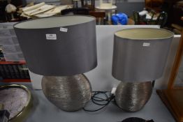 Two Silvery Table Lamps