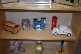 Five Moneyboxes Including Carlton Ware Train