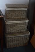 Three Wickerwork Laundry Baskets