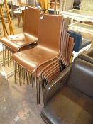 *Eight Brown Leather and Chrome Chairs