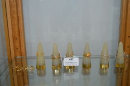 *Eight 925 Sterling Silver Gilt Rings with Six Ring Holders