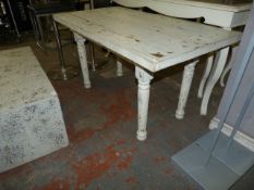 *Hardwood Dining Table in White Patina Finish