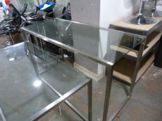*Glass Topped Table on Steel Legs 150x60x90cm