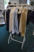 *Short White Metal Clothes Rail on Castors