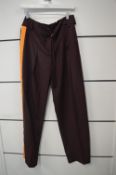 *Victoria Beckham Burgundy Trousers with Orange Stripe Size: 8