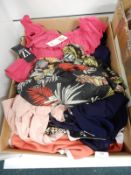 *Large Box of Assorted Ladies Clothing, Blouses, Dresses, etc.