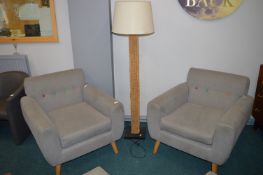 *Pair of Deep Grey Upholstered Armchairs